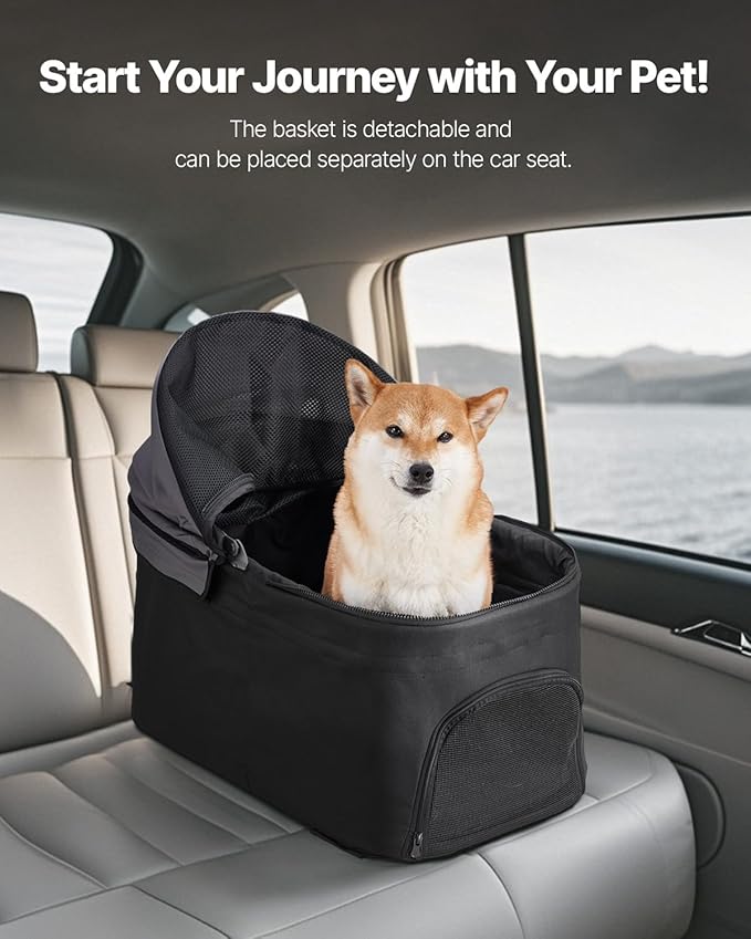 VEVOR Pet Stroller, 35 lbs Weight Capacity, Foldable Dog Stroller Cart, 4 Wheels Cats Strollers with with Detachable Carrier & Mesh Windows, Portable Design with Brake for Small to Medium Pets