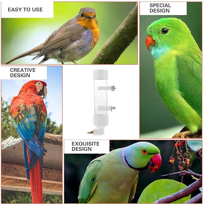 Balacoo Automatic Parrot Water Dispenser: Parakeet Water Bottle for Cage - Bird Drinker Bowl Fountain for Budgie Cockatiel Lovebirds Canary Finch, Bird Cage Accessories(White)