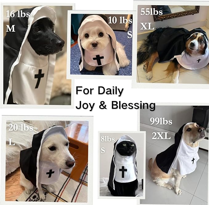 Pet Cat/Dog Nun Costume Clothing- Cute Funny Sister Habit Dress Outfit for Halloween Christmas Festival Cosplay Party (Medium)