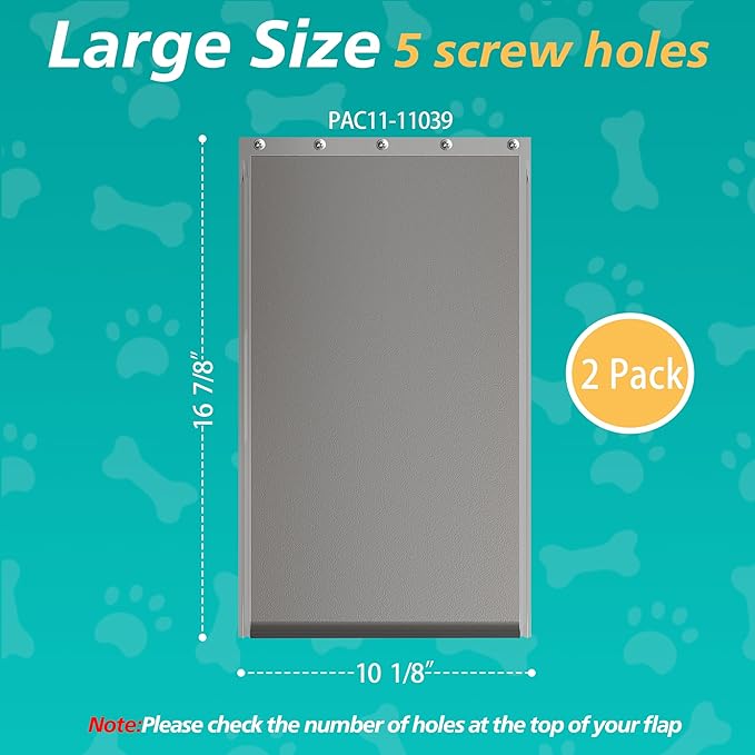 2PACK Large Dog Door Replacement Flaps with Screws - Pet Door Replacement Flap Compatible with Petsafe Freedom Doggie Doors Replacement Flaps PAC11-11039 10 1/8" X 16 7/8", Flexible, No Warped