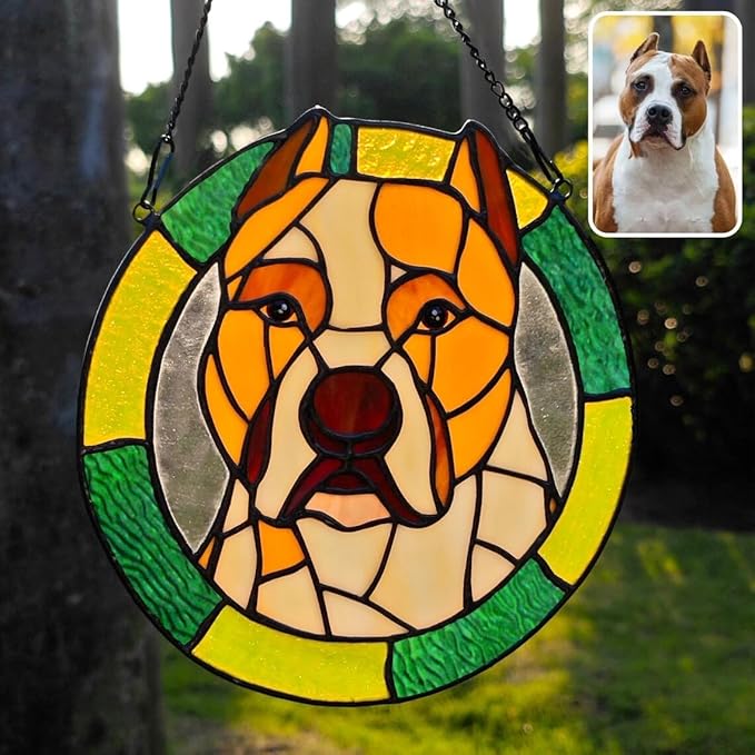 Custom Dog Portrait Stained Glass Catcher, Pet Memorial Stained Glass Photo Catcher, Staineds Glass Dog Memorial, Loss of Dogs Sympathy Gift Personalized, Pet Loss Gifts /13