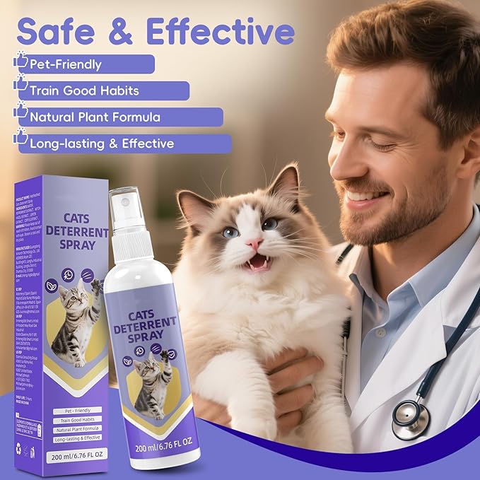 Cat Repellent Spray - Natural Indoor & Outdoor Training Aid to Stop Scratching & Unwanted Marking