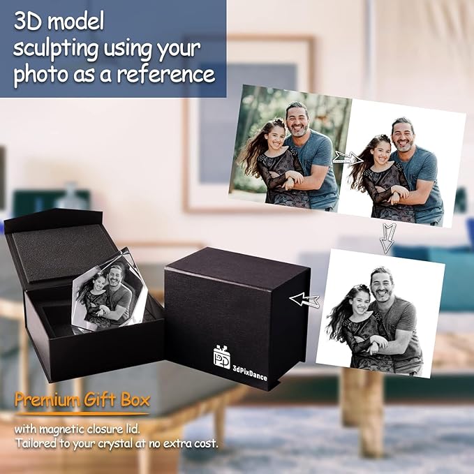Dog Memorial Gifts for Pet Loss – Personalized Crystal Photo for Dogs & Cats, Custom Laser Etched Crystal (Heart Shape, Large-Size)