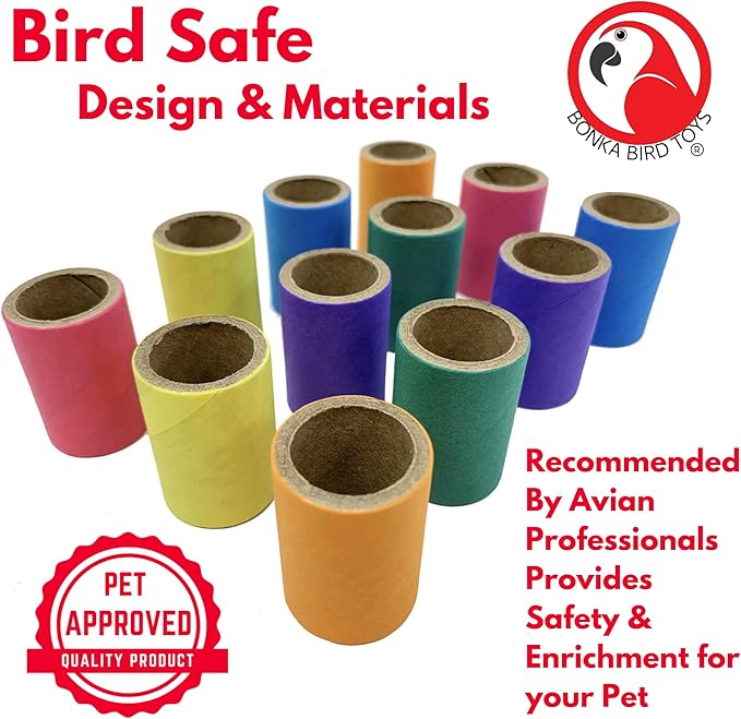 Bonka Bird Toys 2108 Pk12 1-Inch Tube Bagels Foot Talon Craft Part Parrot Cage Toy, Parakeet, Conure, Parrotlet, and Similar Breed Sizes