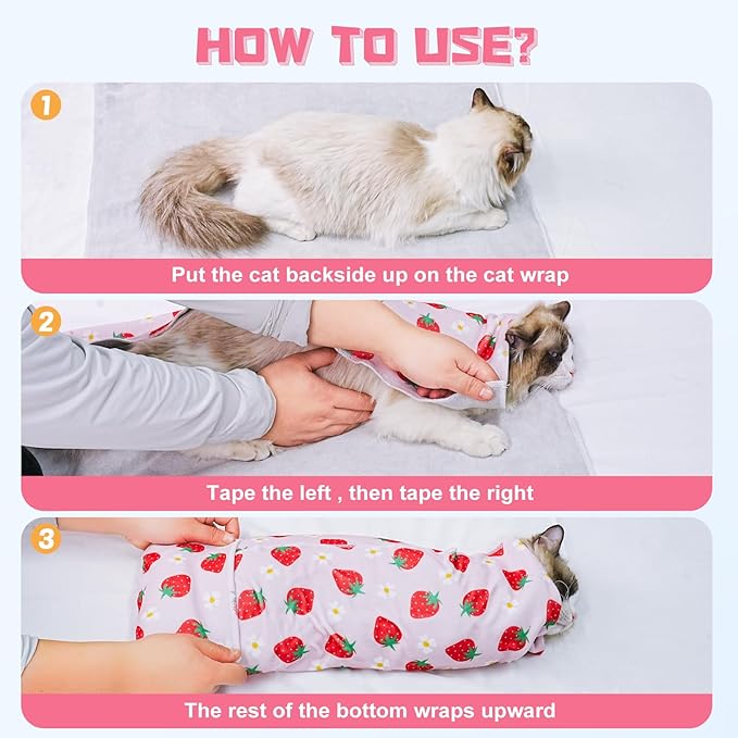 Supet Cat Wrap for Cutting Nails, 2026 Self-Adherent Cat Grooming Wrap, Anti-Escape Calming Cat Swaddle Wrap for Medicine, Nail Clipping, Teeth Brushing, Ear Cleaning