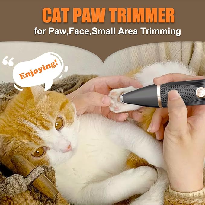 Cat Grooming Clippers Kit with Paw Trimmer, 3 in 1 Electric Pet Hair Trimmer Supplies for Thick Matted Hair, Heavy Coat Butt Shaver Cat Razor Fur Trimmer for Dogs at Home (Black)