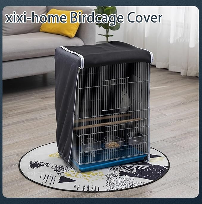 xixi-home Bird Cage Good Night Cover Sunshade Cold and Soundproof Windproof Dustproof Waterproof Heat Insulation Splashproof Foldable Zipper Washable Thickened Ventilation Cage (46 * 46 * 70cm)
