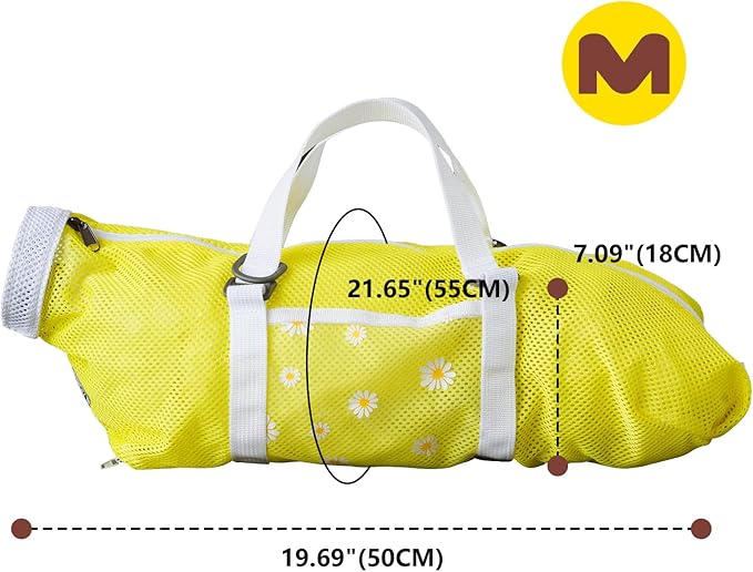 Cinf Cat Bathing Bag(Free Muzzle) Breathable Mesh Anti Scratch Adjustable Cat Grooming Bag for Nail Trimming, Bathing Soft Cat Washing Bag(Yellow) M