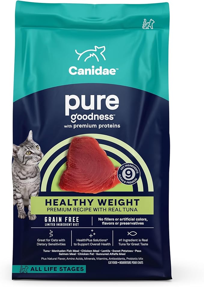 Canidae Pure Healthy Weight Limited Ingredient Premium Dry Cat Food, Real Tuna Recipe, 10 lbs, Grain Free