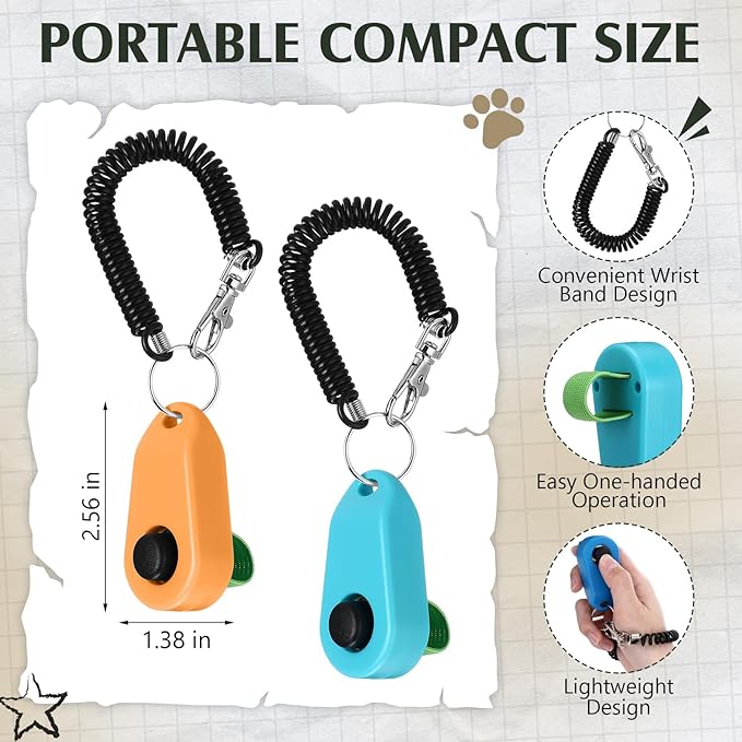 16 Pcs Dog Training Clickers with Wrist Bands Multicolor Pet Dog Cat Training Clickers & Behavior Aids Portable Pet Train Tools Supplies for Behavior Exercise