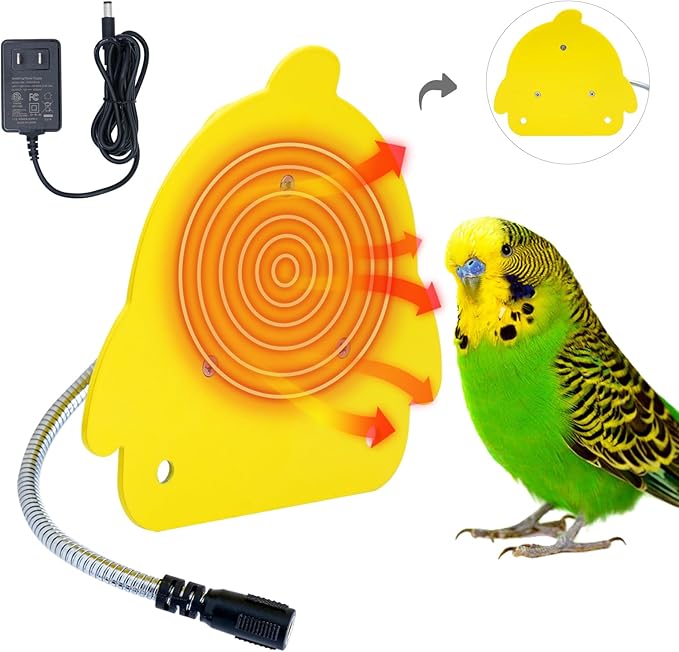 Bird Heater for Cage Parakeets Snuggle Up Heated Pad Bird Warmer for Parrot Parakeets Conure, Warm Bird Perch Stand Birds Cage Accessories and Supplies (Yellow)