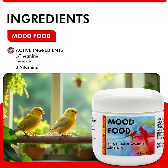 Morning Bird Mood Food 4.5 oz – Natural Calming Supplement for Birds – Non-Sedating Formula – Helps Reduce Stress, Aggression & Feather Plucking – Gentle Support with Amino Acids & B Vitamins