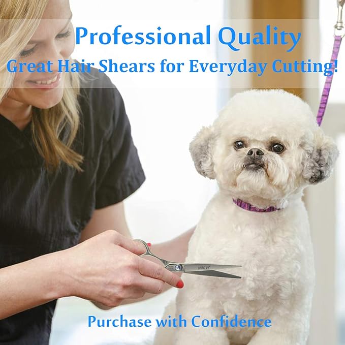 JASON 8" Straight Dog Grooming Scissors Long Pets Grooming Shears Premium Cats Trimming Kit with Offset Handle and a Jewelled Screw Sharp Comfortable Christmas Gift