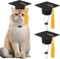 2 Pack Mini Graduation Caps with Yellow Tassels, Small Animal Bachelor Hats for Cats and Dogs, Adjustable Pet Graduation Photo Props and Holiday Costume Accessories