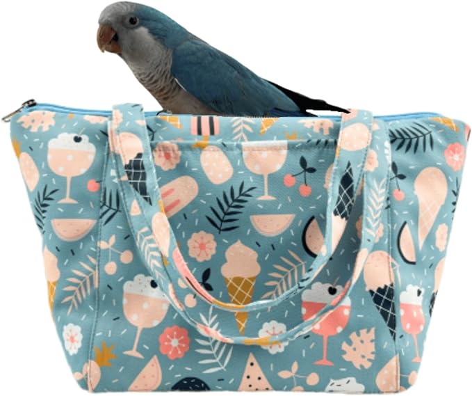 Warm Bird Carrier Bag for Winter Shoulder/Hand Bag Outdoor Portable Travel Carrier with Air Holes for Parakeets Lovebirds Conures Quarkes Caique (Blue,Small)