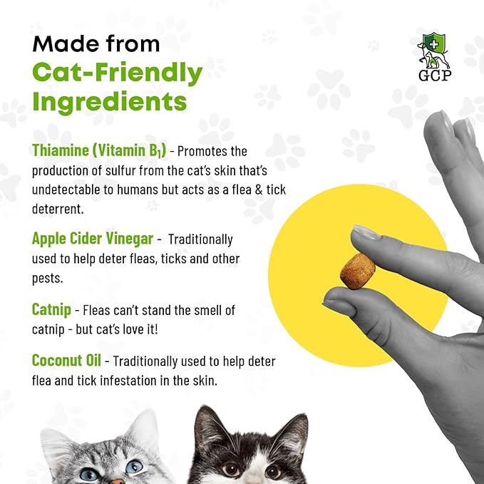Guardian's Choice Flea and Tick Chewable Treats for Cats – No Harsh Chemicals – 100 Chicken-Flavored Chews Pets