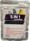 5 in 1 Powder Medicine for Pigeons, Canary, Finches, Parakeet, Cockatiels, Parrots, Cage Small Birds, & Aviary Birds