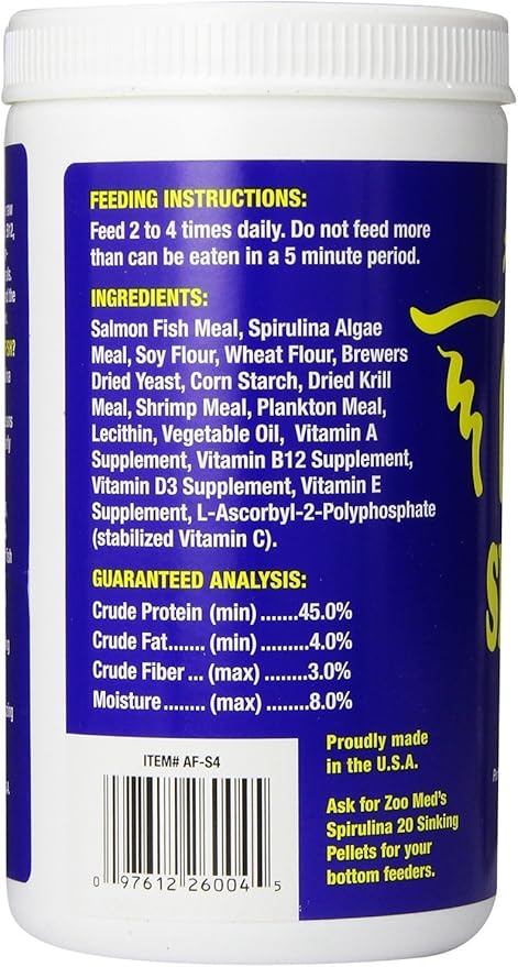 Zoo Med Spirulina 20 Flake Fish Food, 4-Ounce (3 Pack)