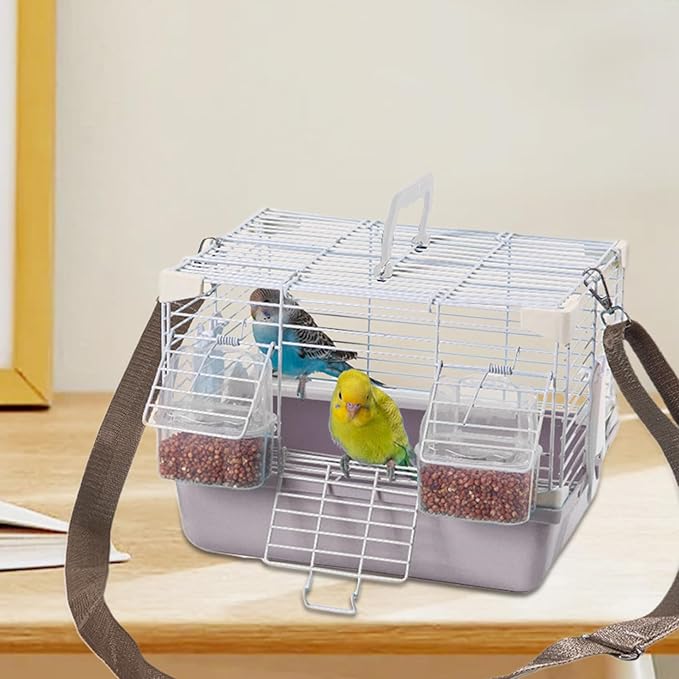 Small Bird Carrier - Heavy Duty Travel Cage with Comfortable Grip, Compact Ventilation Structure, Sturdy Locking Door System, Breathable Design | Portable Pet Enclosure for Peony Parrots, Pearl