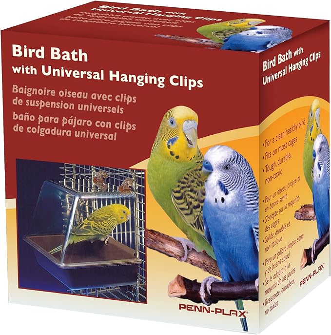 Penn-Plax Clip-On Bird Bath – Attaches to Most Birdcages – Perfect for Parakeets, Lovebirds, Parrotlets, Finches, Canaries, and Other Small Birds – Brown (Pack of 2)