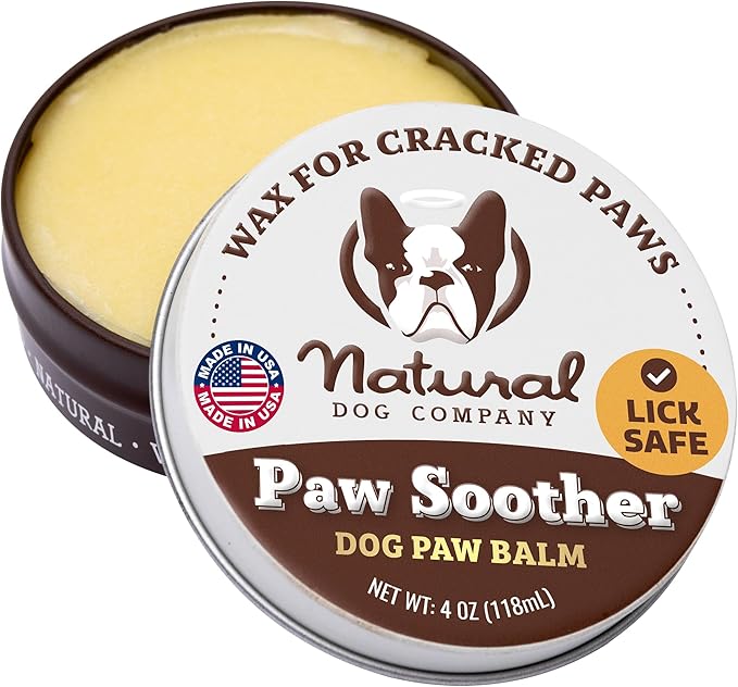 Natural Dog Company Paw Soother Balm & Wax - Dog Paw Balm & Moisturizer for Dry, Cracked Paw Pads, Helps Moisturize & Condition Winter-Worn Paws, Coconut Oil & Calendula, Daily Paws Care, 4 oz Tin