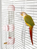 9.4 Fl Oz No Mess Bird Water Dispenser, Automatic Parrot Water Feeder with Spring Valve, Clear Cage Water Drinker for Parakeets Cockatiels Budgies Finch Lovebirds & Canary (Pink, 9.4 fl oz (280ml))