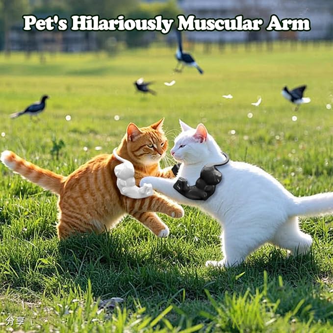 babyye Cat Toys Muscle Arms, Funny Printed Cat's Neck Arm with Muscle, Christmas Cats Costume Accessory for Pet Dress-Up, Cosplay, Parties & Photos (White)