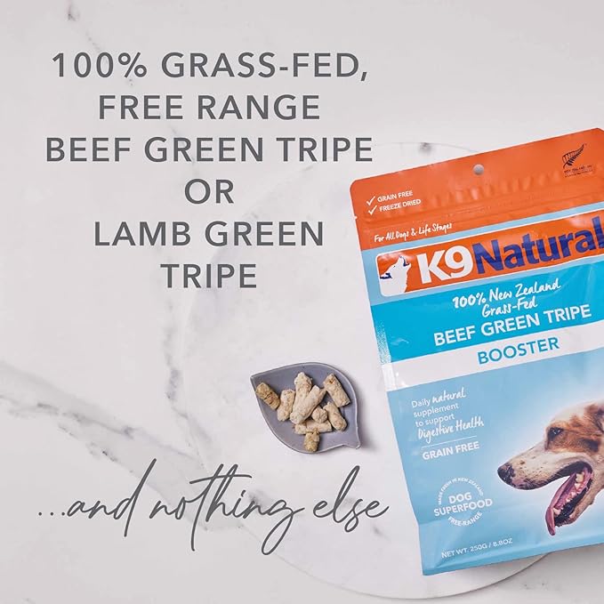 K9 Natural Freeze Dried Dog Food Topper with Verified Ingredients, Organ Meat Blend for Digestive Support, Human-Grade Freeze Dried Puppy Food & Dog Topping, Lamb Green Tripe, 7oz