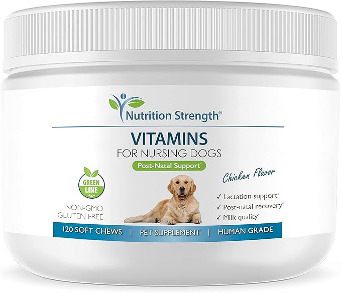 Vitamins for Nursing Dogs to Support Lactation and Post-Natal Recovery, Promote Milk Quality and Healthy Puppies with Calcium, Phosphorus, Magnesium and Zinc, 120 Soft Chews