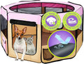 Zampa Puppy Pop Up Portable Playpen for Dog and Cat, Foldable | Indoor/Outdoor Kitten Pen & Travel Pet Carrier + Carrying Case (Pink, Extra Small (29"x29"x17"))