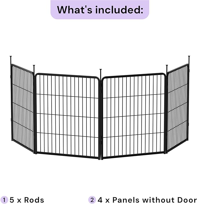 SunsGrove Dog Playpen Outdoor, Heavy Duty 32 Inch 4 Panels Play Pen for Small and Medium Dogs, Free and Safe Play Dog Fence, Black