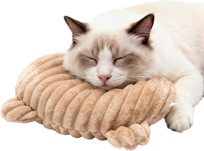 Jiupety Dog Calming Pillow, Soft and Neck-Friendly, Washable Pet Neck Pillows for Small Medium Large Dogs and Cats, 11" x 8", Coffee