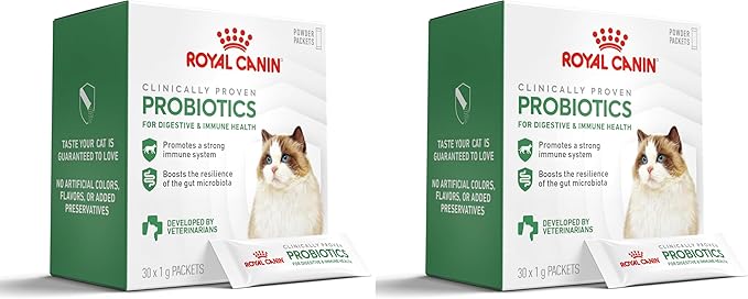 Royal Canin Probiotics for Cats Digestive and Immune Health Powder Supplement for Cats of All Ages, 30 Count (Pack of 2)