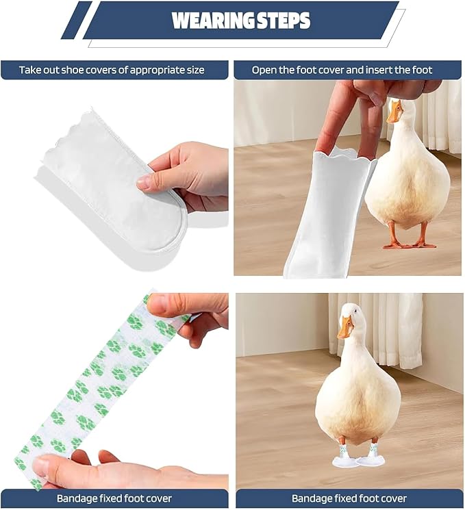 Disposable Boots for Real Duck Feet, Bumble Foot for Duck Supplies with Bandage, Large Size (Green N, 20 PCS)