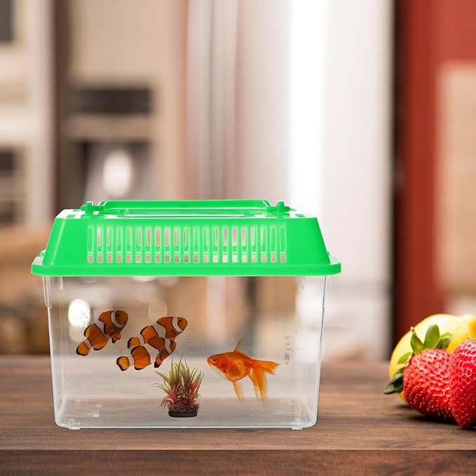 Baluue Mini Fish Tank Portable Handheld Aquarium with Handle Transparent Plastic Fish Bowl for Pet and Turtles Easy to Clean 5.90 X 3.54 X 4.33 Inches