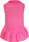 Dog Dresses Cat Skirt Solid Color Dog Clothes Summer Sleeveless Puppy Girl Clothes for Small Pet Dogs Cats (Rose Pink, Large)