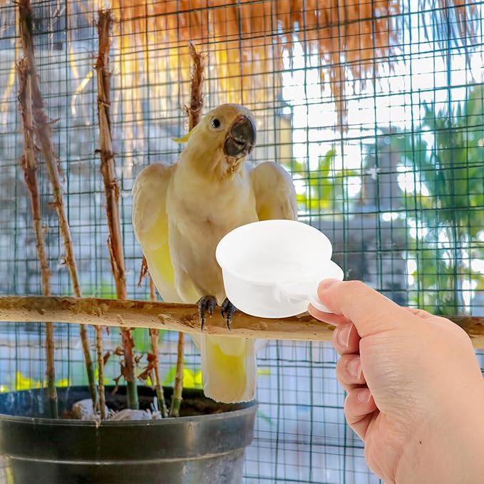 HOMSFOU 2pcs Bird Feeding and Watering Cups for Cage Mess-Resistant Bird Water Feeder and Food Dish Parakeet Cage Feeder Supplies