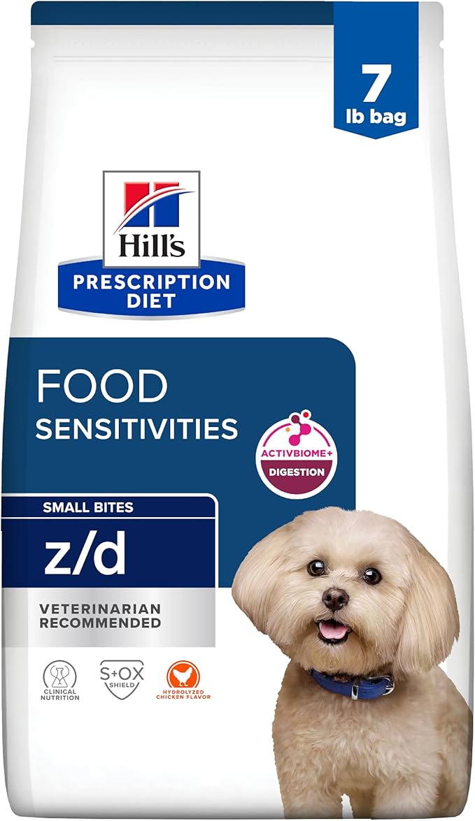 Hill's Prescription Diet z/d Skin/Food Sensitivities Small Bites Hydrolyzed Dry Dog Food, Veterinary Diet, 7 lb. Bag