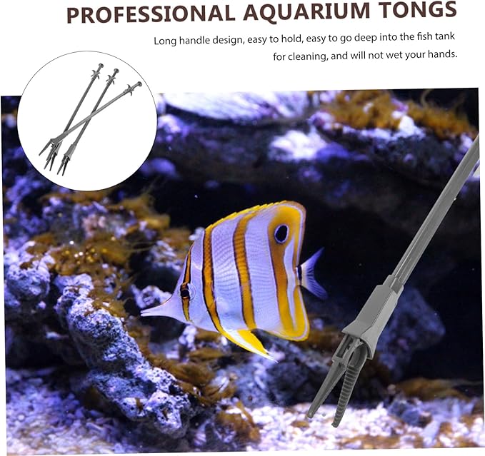DOITOOL 3pcs Professional Aquarium Feeding Tongs Tweezers for Easy Cleaning Plant Care for Low-Growing Aquatic Plants Fish Tanks and Aquariums