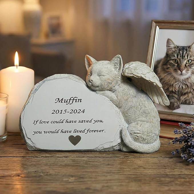 Personalized Cat Memorial Stone: A Timeless Tribute to a Beloved Feline Friend, Cat Commemorative Gifts Can be Engraved with Any Text.