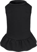 Dog Dresses Cat Skirt Solid Color Dog Clothes Summer Sleeveless Puppy Girl Clothes for Small Pet Dogs Cats (Black, X-Small)