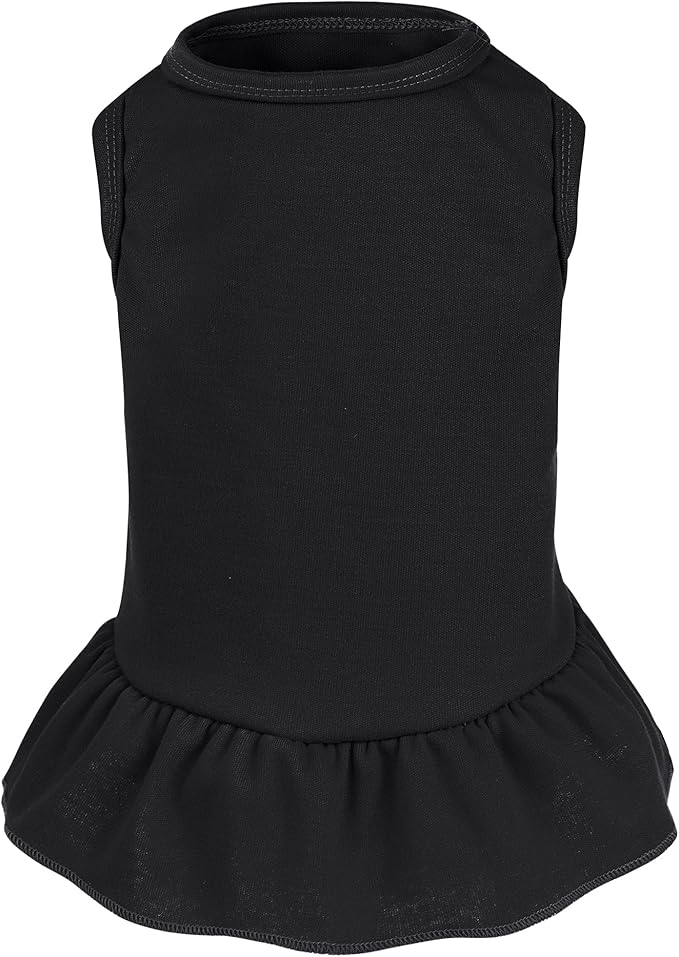Dog Dresses Cat Skirt Solid Color Dog Clothes Summer Sleeveless Puppy Girl Clothes for Small Pet Dogs Cats (Black, Small)