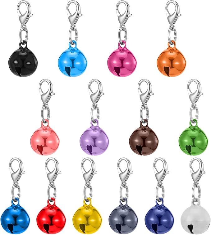 14 Pack Cat Collar Bell, Small Bells for Cat Collars with Keychain, Loud & Lightweight for Puppy, Kitten & Small Pets