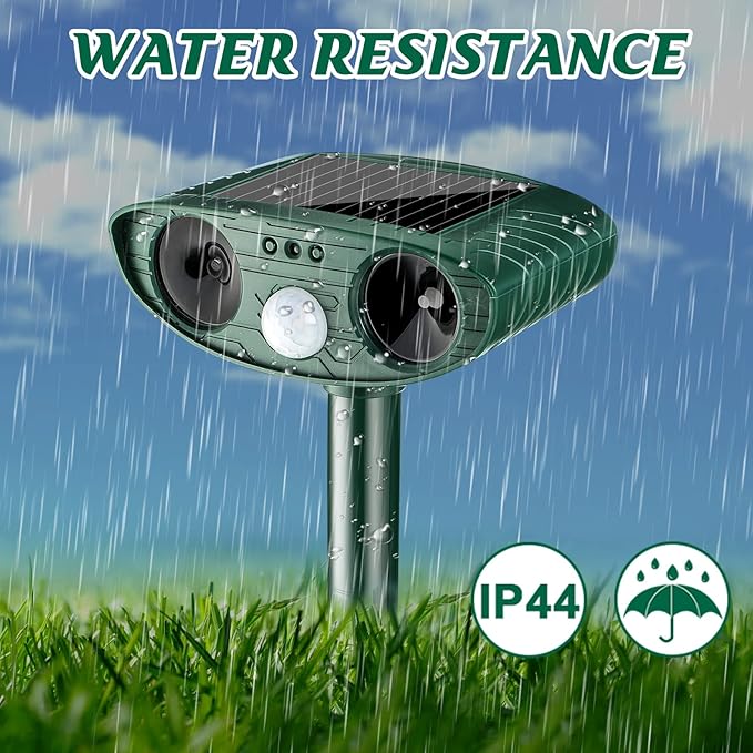 Ultrasonic Animal Repellent Outdoor Solar Powered Repeller Cat Dog Deer Deterrent Waterproof Motion Sensor Deterrent for Yard Garden Rabbit Squirrels Fox Pest (2, Green)