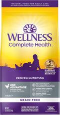 Wellness Complete Health Senior Dry Cat Food for Indoor and Outdoor Cats, Grain-Free, Natural, Age Advantage Chicken & Chicken Meal (5 Pound Bag)