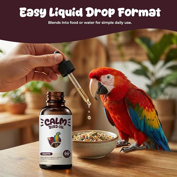 Bird Calming Drops – Liquid Calming Supplement for Parrots & Pet Birds, Supports Relaxation, Emotional Balance & Stressful Situations