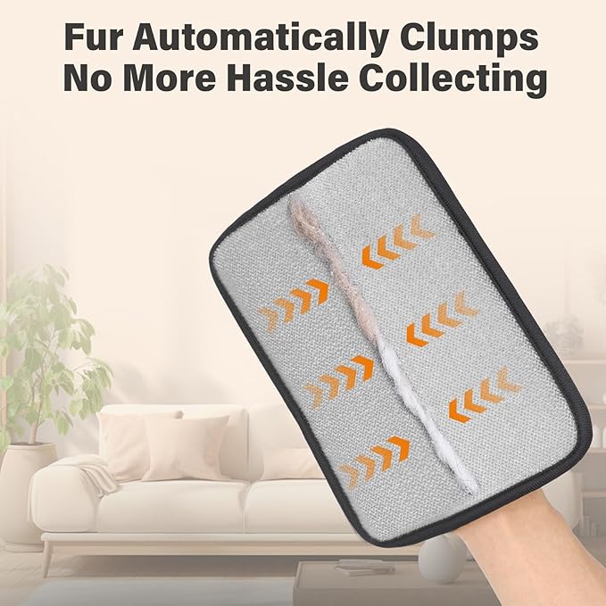 Pet Hair Removal Glove for Cats & Dogs – Upgraded Four-Finger Electrostatic Fur Remover, Reusable Magic Brush Pet Hair Remover for Laundry, Sofa, Carpet & Car Seat