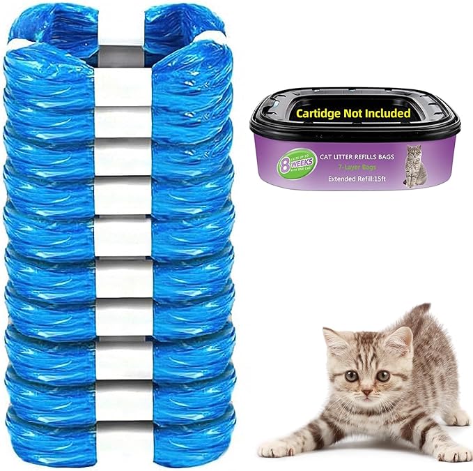 10 Pack Cat Litter Refills Scented Bag Compatible With Standard and Plus Disposal Cartridge, Universal Bags (Not Include Cartridge)