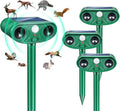 2026 Solar Animal Repellent Outdoor&Cat Repellent Outdoor with Motion Deer Repellent Devices Ultrasonic Cat Deterrent Fox Raccoon Squirrel Rabbit Coyote Deterrent for Farm Orchard Garden 4 PCS