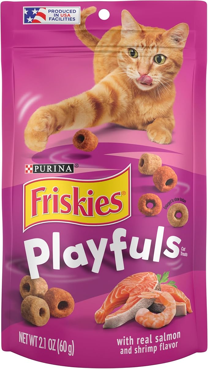 Purina Friskies Playfuls With Salmon and Shrimp Flavor Cat Treats - (Pack of 10) 2.1 oz. Pouches